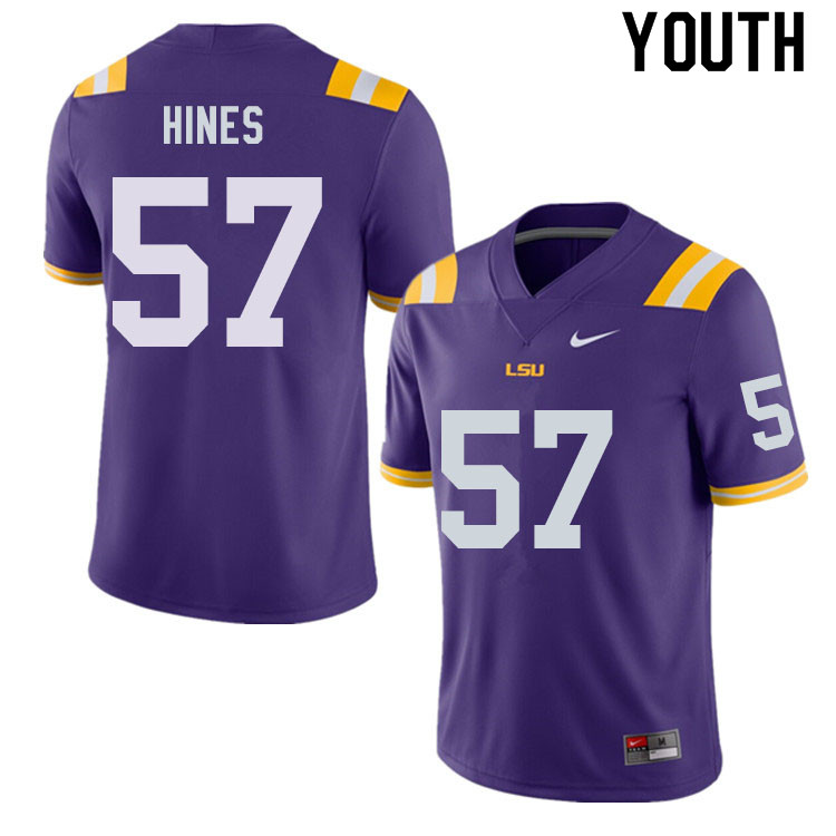 Youth #57 Chasen Hines LSU Tigers College Football Jerseys Sale-Purple - Click Image to Close